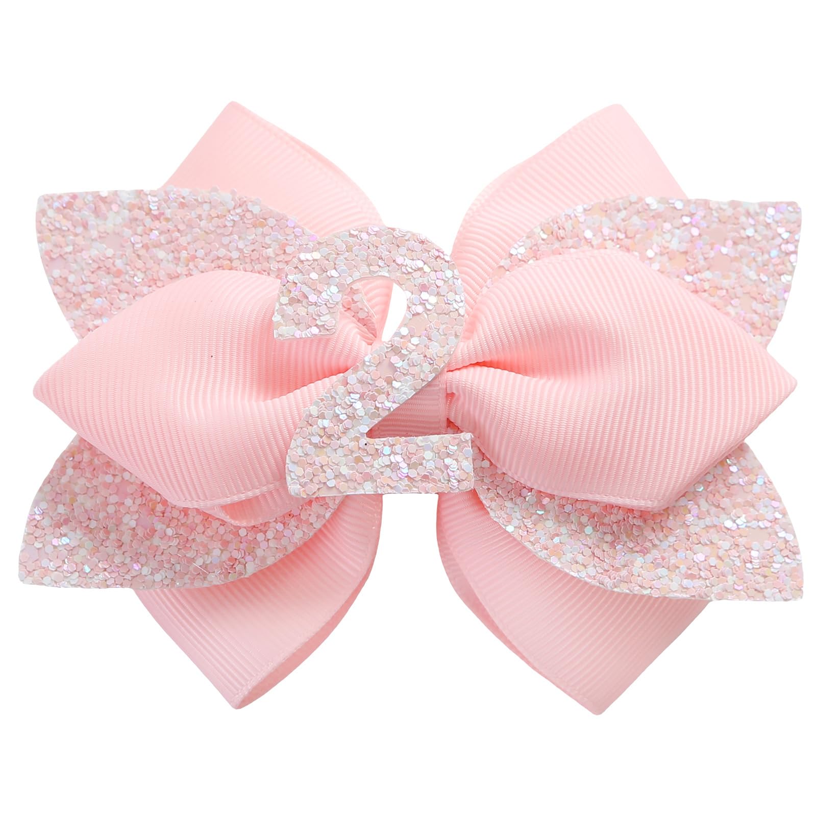 Jiaduo pink birthday bow 1-year style with elastic band for secure wear.