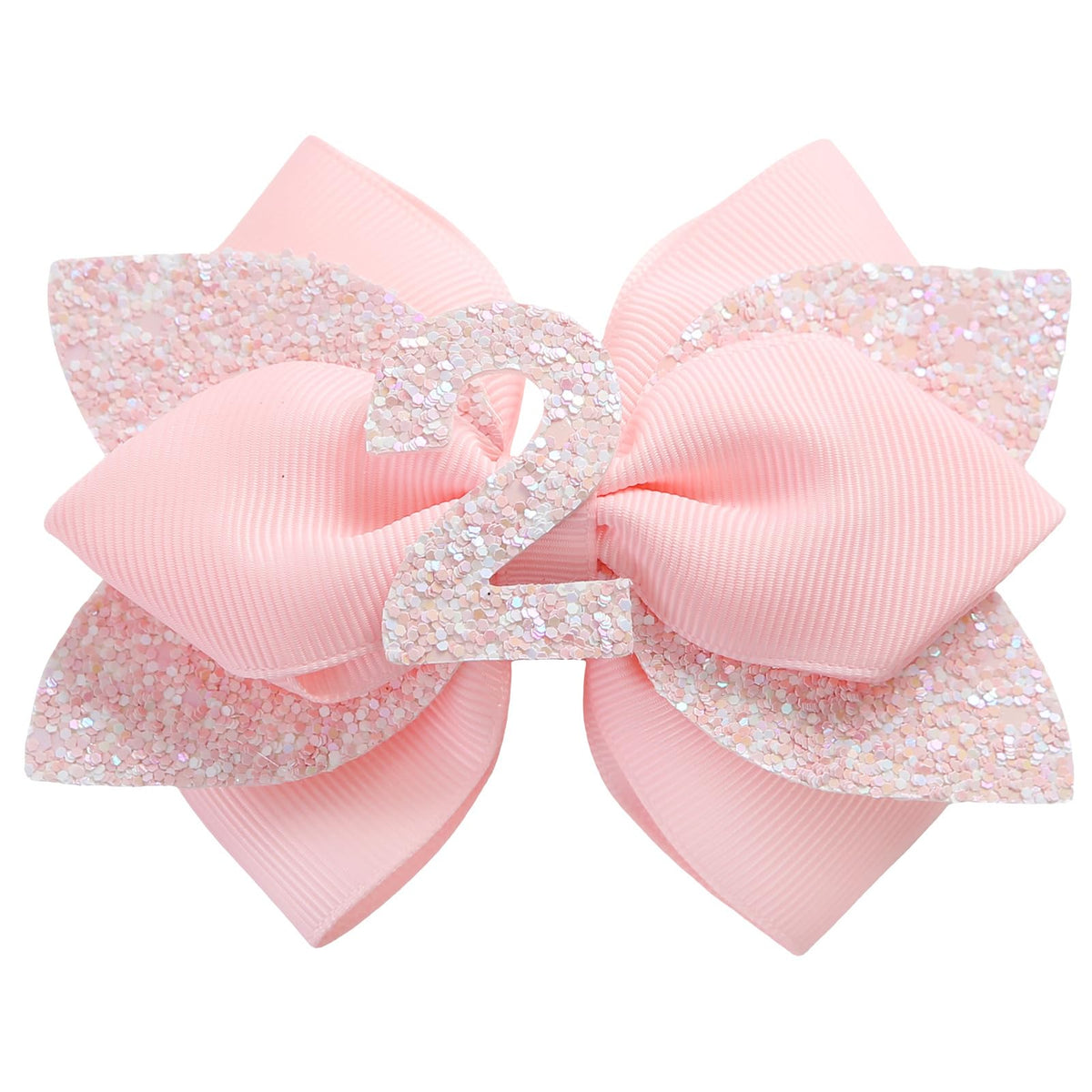 Jiaduo pink birthday bow 1-year style with elastic band for secure wear.