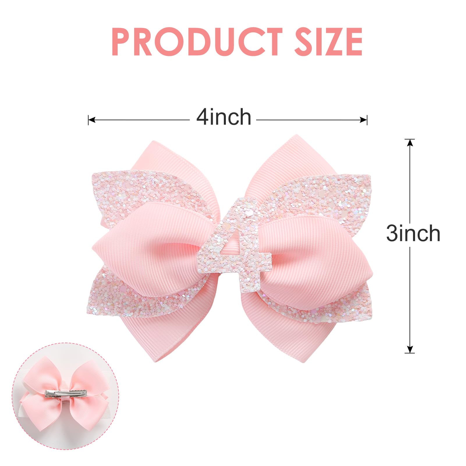 JiaDuo pink birthday bow 2-year metal clip for easy styling