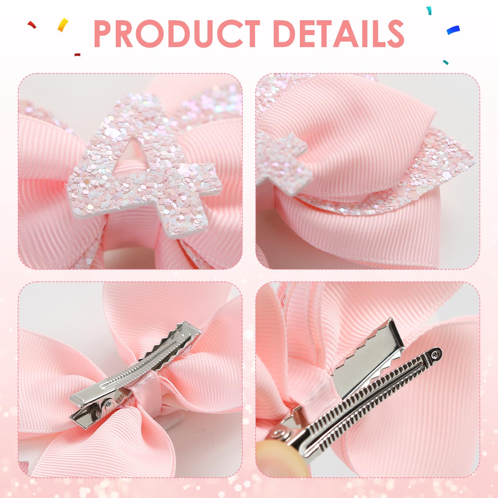 JiaDuo pink birthday bow 3-year metal clip, secure hold