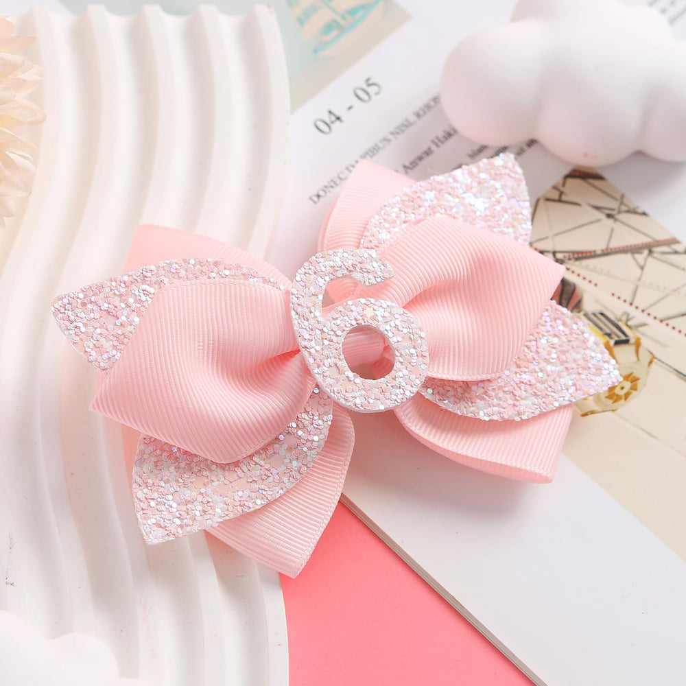 Jiaduo pink birthday bow 4 year with clip complements outfits and keeps hair neat