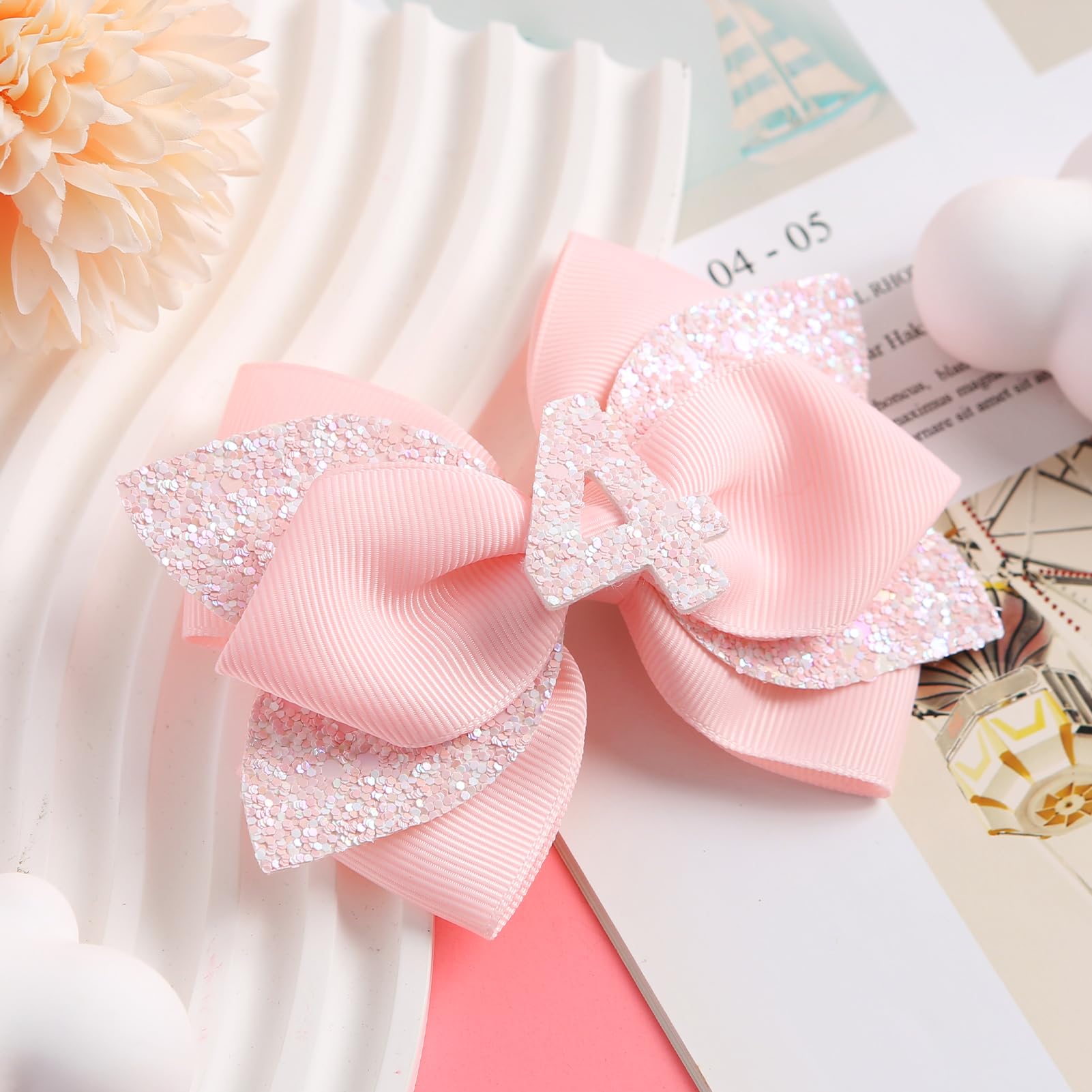 JiaDuo pink birthday bow 4-year metal clip, durable party accessory