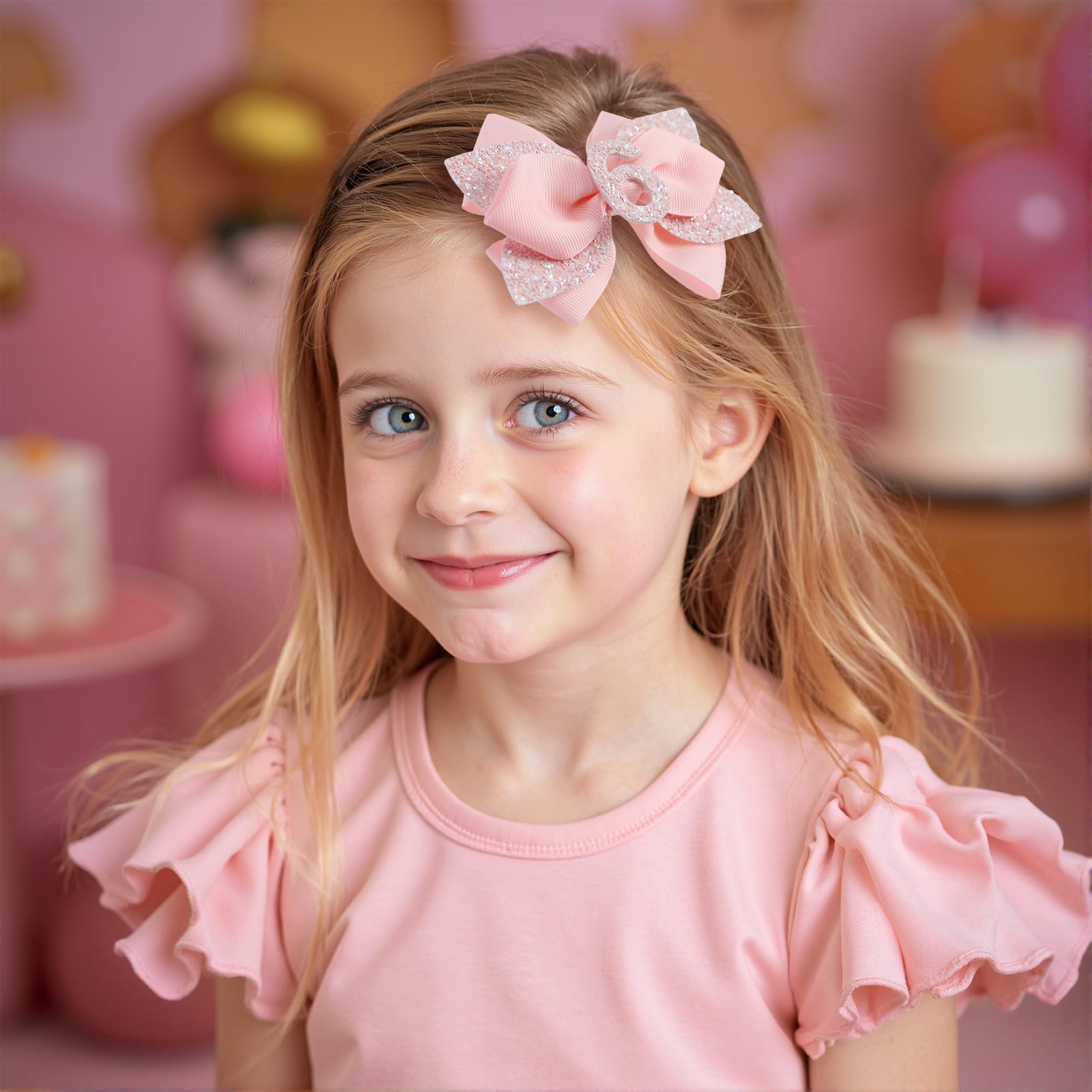 Jiaduo pink birthday bow 5 year with clip adds sparkle for celebrations