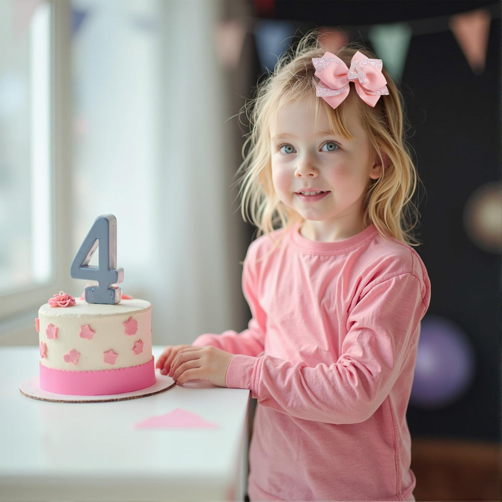 JiaDuo pink birthday bow 6-year metal clip, keeps hair tidy during festivities