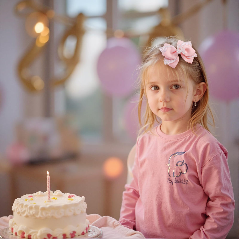 JiaDuo pink birthday bow glitter-number sequins add festive sparkle to outfits