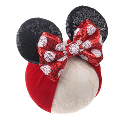 JIAHANG baby girl mouse ears headwrap with sequin bow for adorable photos