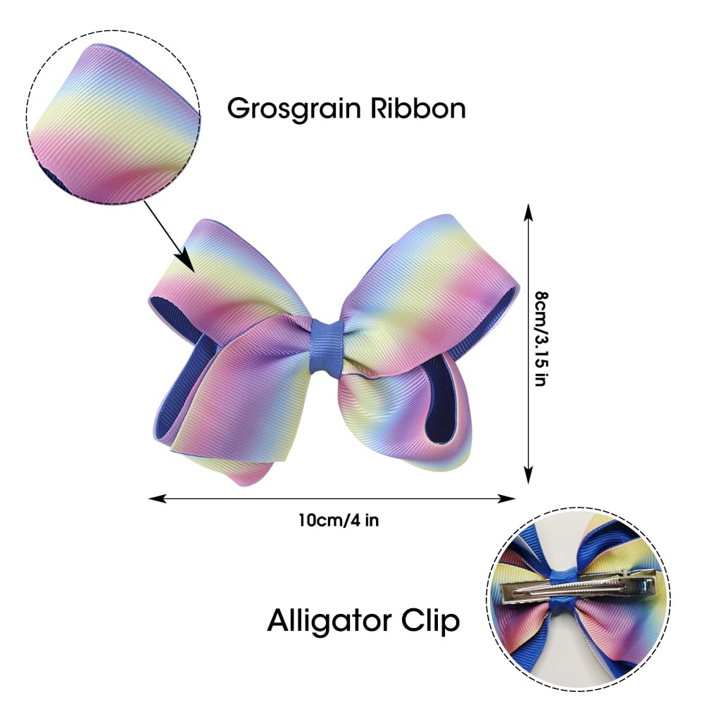 JIAHANG 4inch bow clips gradient add bold color and secure grip for styling