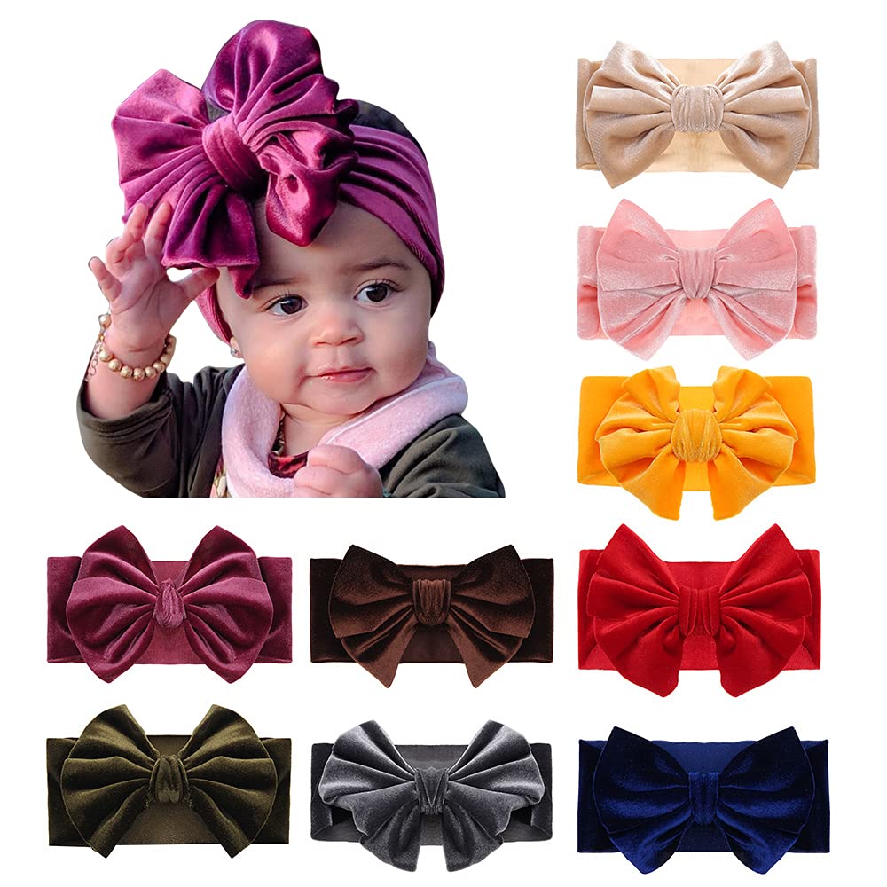 JIAHANG velvet big bow headband in royal blue for newborn photo props and everyday outfits