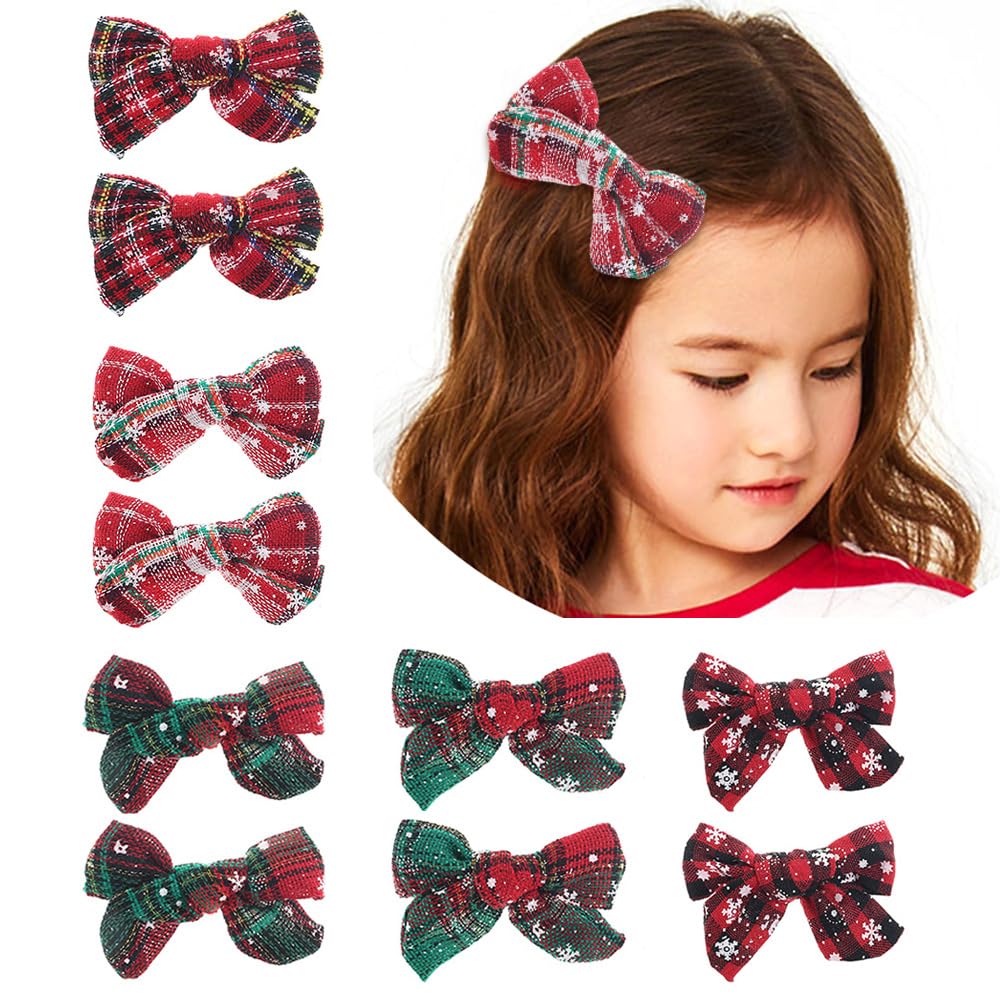 JIAHANG Christmas hair bow pairs in red and green for festive outfits