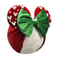 JIAHANG Christmas mouse ears headband with velvet ears and pearls for baby photos and holidays
