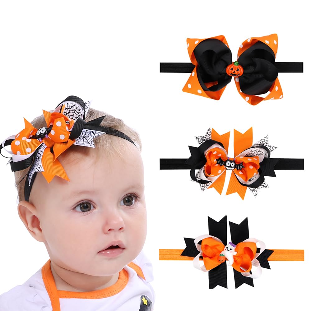 JIAHANG Halloween bow headband in orange for festive photos and costumes