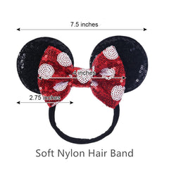 JIAHANG red sequin bow on headband adds festive sparkle to outfits.