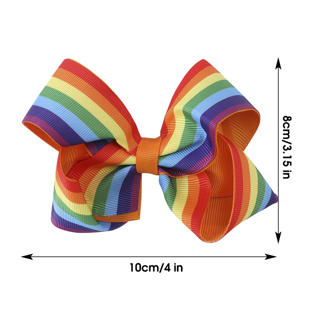 JIAHANG toddler wearing rainbow bow for easy everyday accessorizing