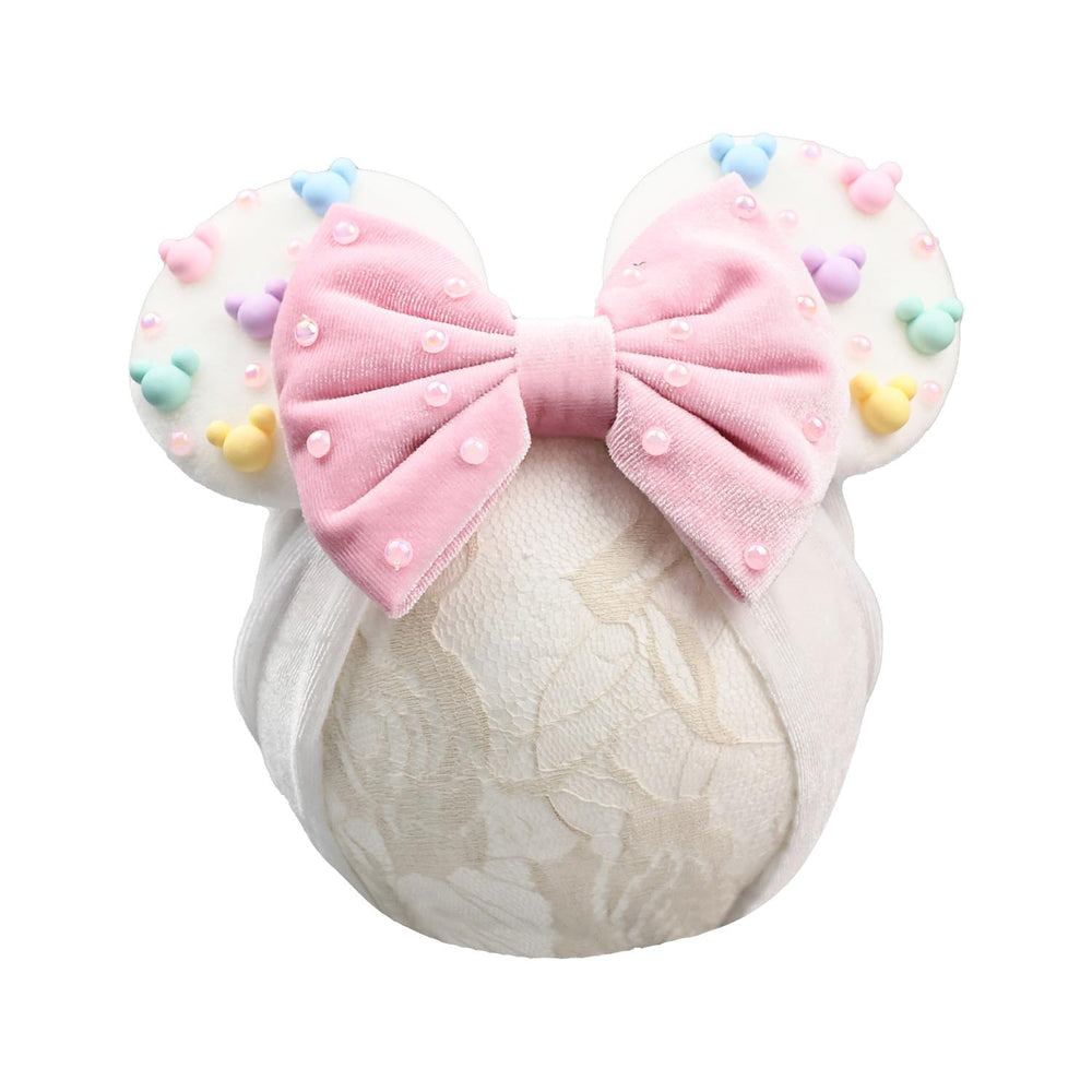 JIAHANG velvet headband with beaded bow styled for infants for comfortable wear