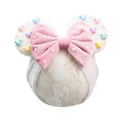 JIAHANG velvet headband with beaded bow styled for infants for comfortable wear