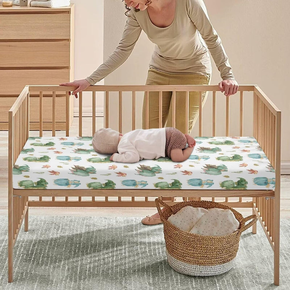 JIANADAER animal-patterned crib sheet in soft polyester delivers gentle touch and breathability