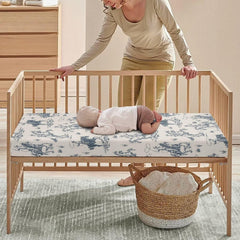 JIANADAER Fully elasticized crib sheet stays in place on standard mattresses