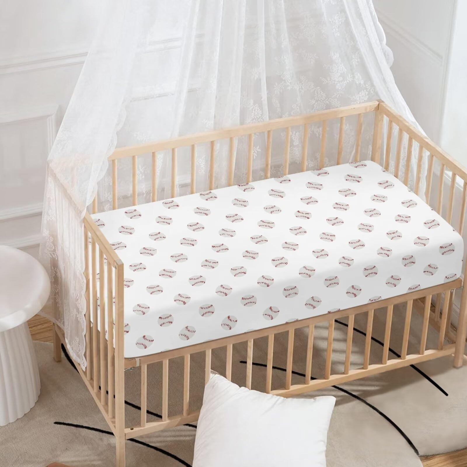 JIANADAER watercolor baseball pattern sheet adds gentle sports-themed nursery style.