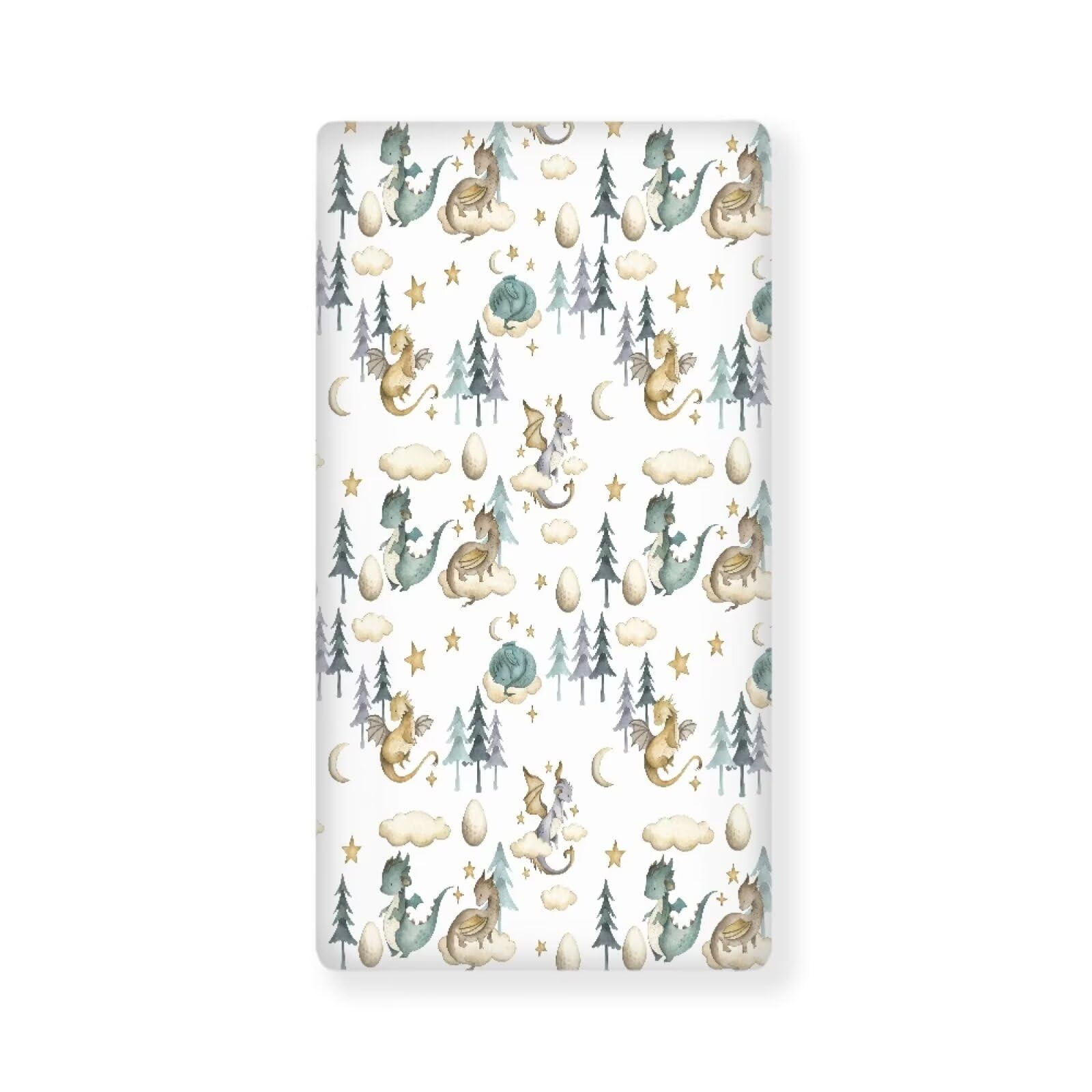 JIANADAER watercolor dragon crib sheet close-up shows soft fabric for baby comfort.