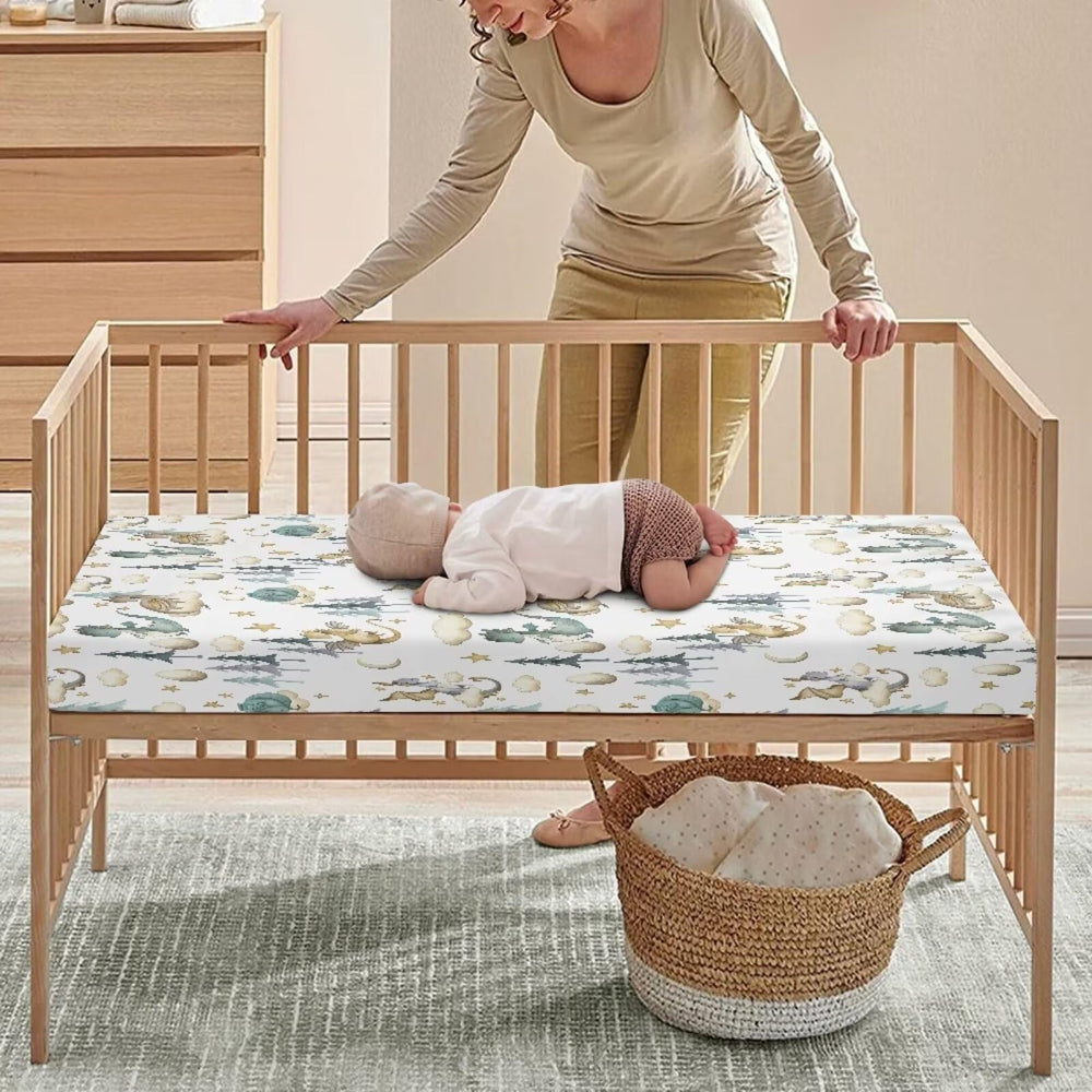 JIANADAER dragon crib sheet in a baby room demonstrates cozy, breathable fabric.