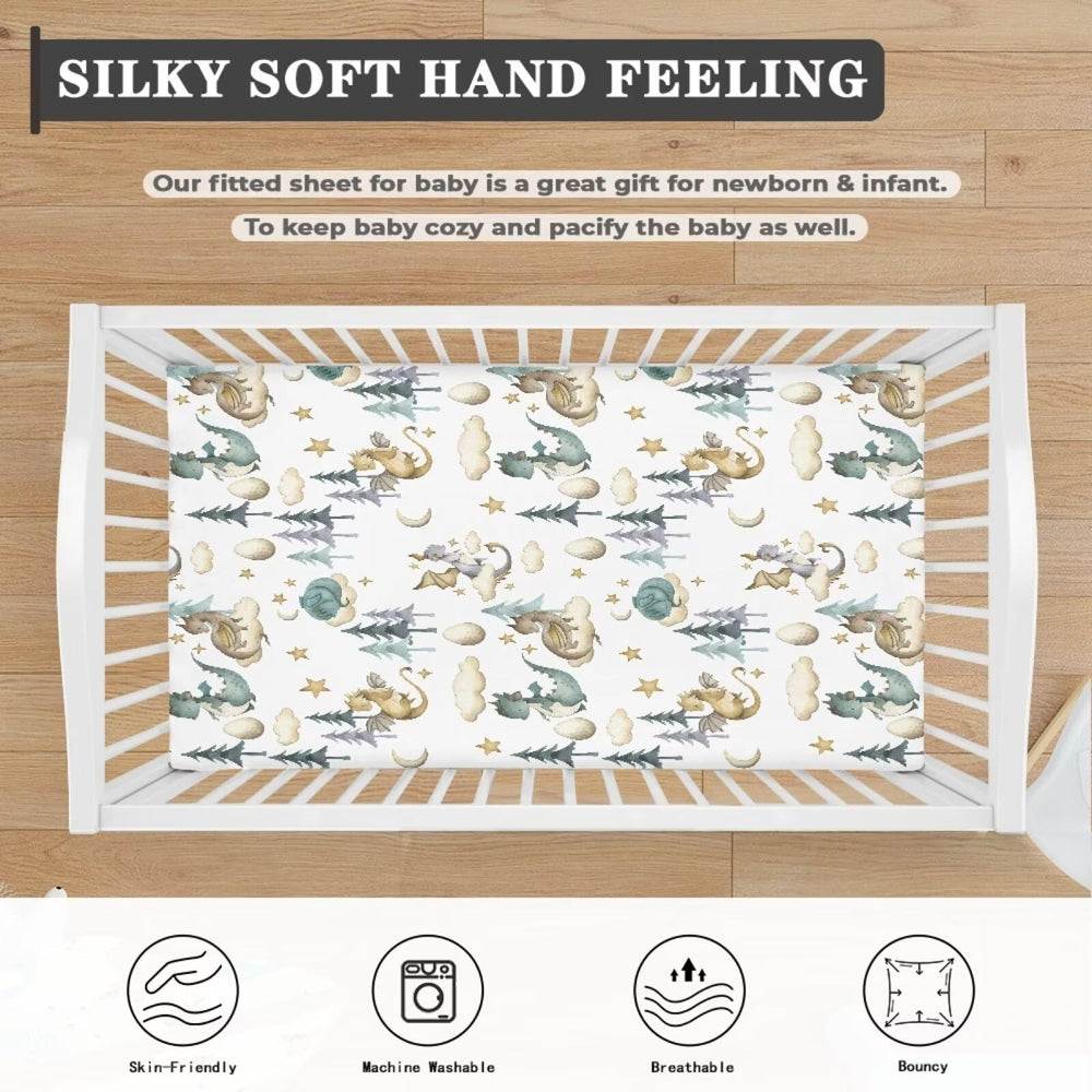 JIANADAER watercolor dragon crib sheet packaging shows item ready for gifting.