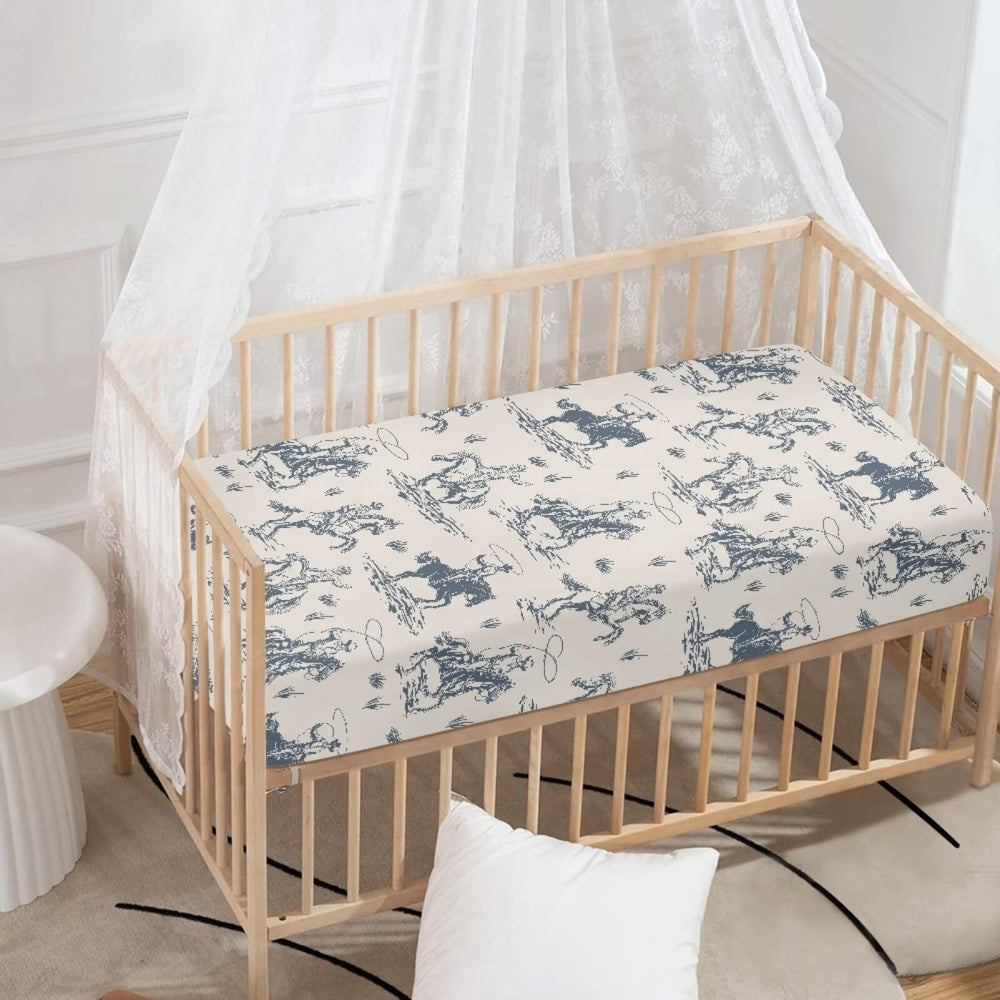 JIANADAER Western Cowboys pattern baby crib sheet adds playful nursery style