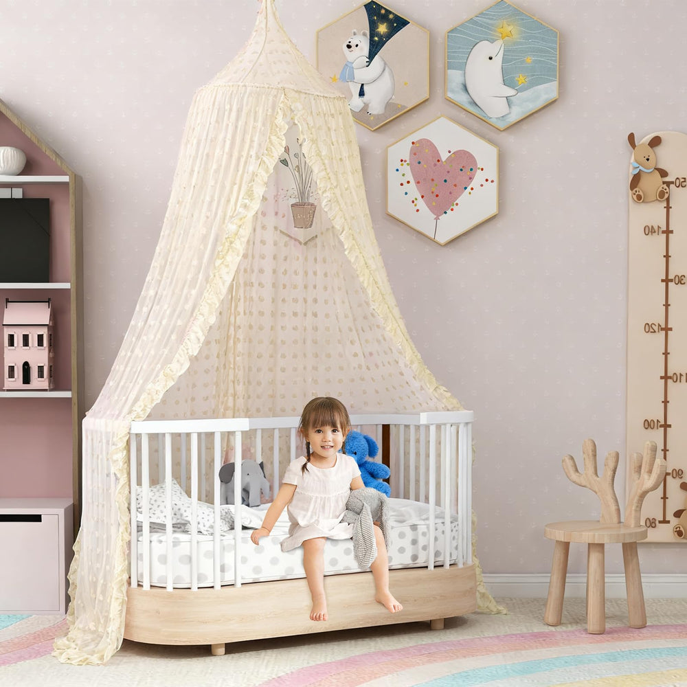 jiangcha bed canopy large opening enables easy child access.