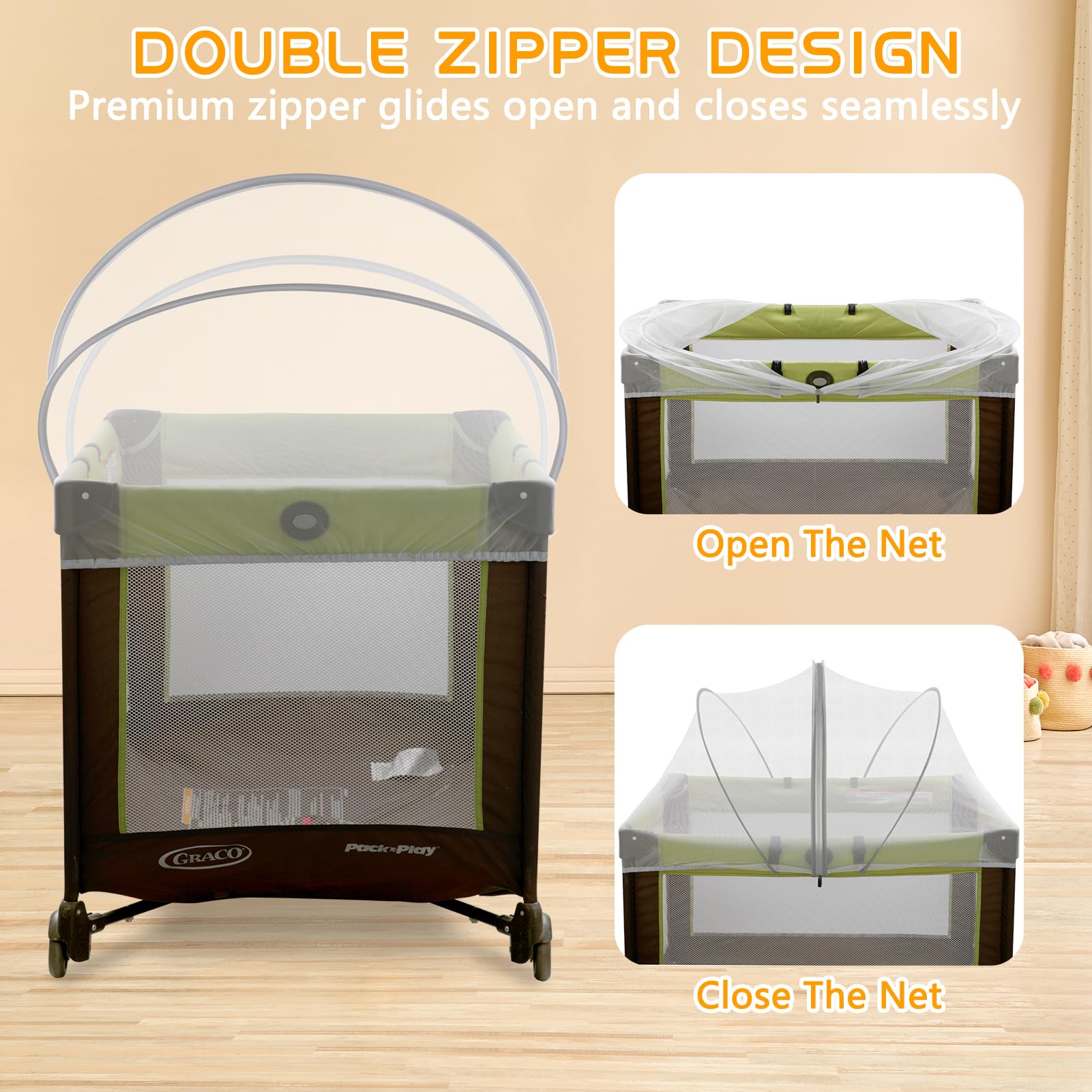 Jiangcha Pack and Play Cover breathable mesh maintains airflow for a cool, comfortable sleep.