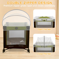 Jiangcha Pack and Play Cover breathable mesh maintains airflow for a cool, comfortable sleep.