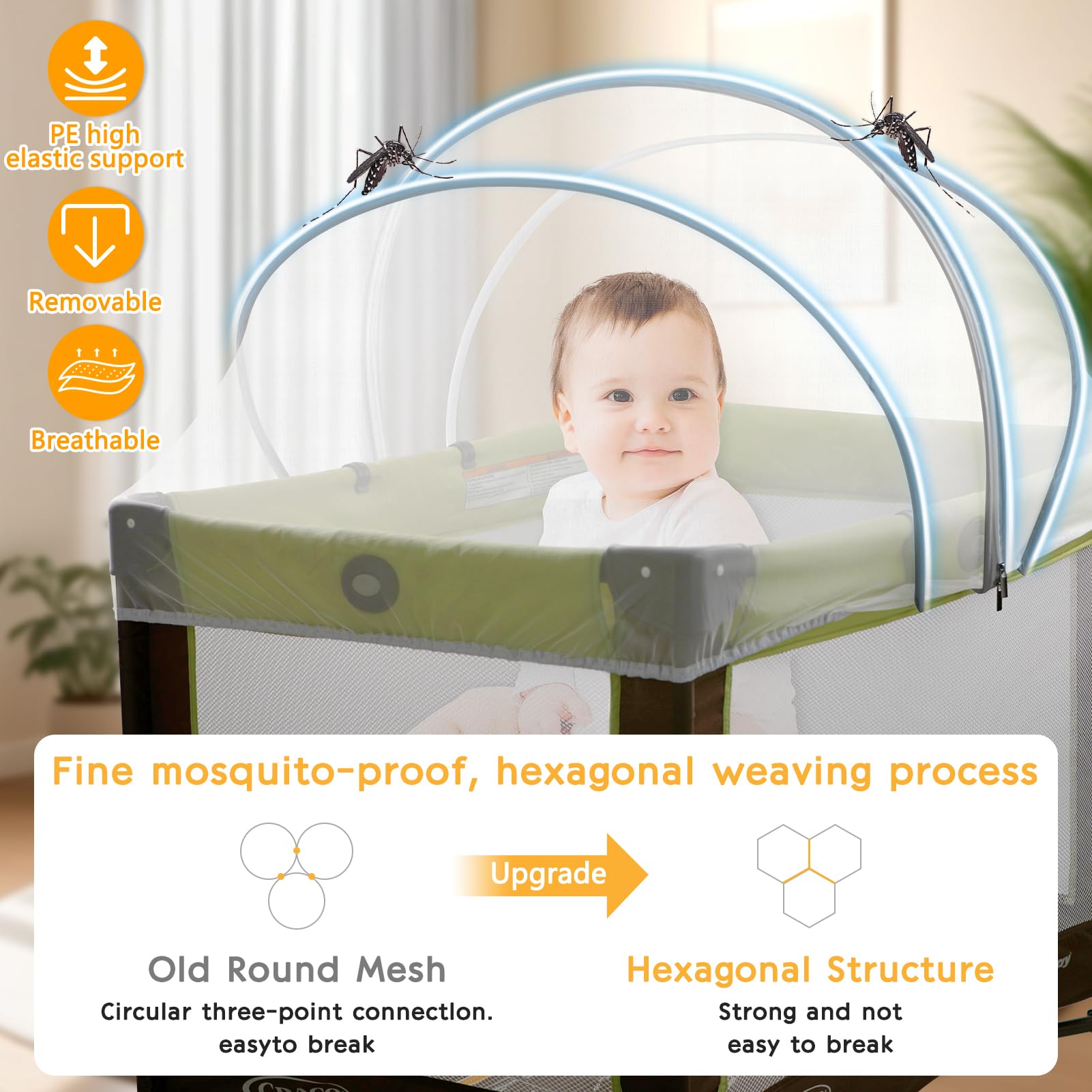 Jiangcha Pack and Play Cover universal fit covers most playards and cribs for versatile travel and home setups.