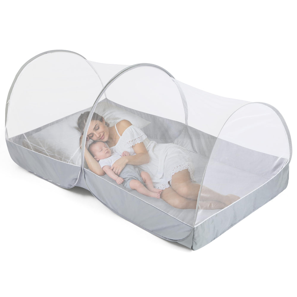 Jiangcha pop-up mosquito net bed closed, illustrating fast setup and compact storage.