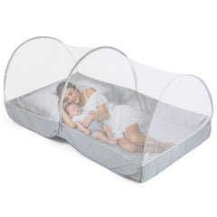 Jiangcha pop-up mosquito net bed closed, illustrating fast setup and compact storage.