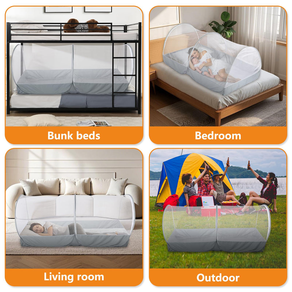 Jiangcha portable mosquito net pack highlights travel-friendly, suitcase-ready design.