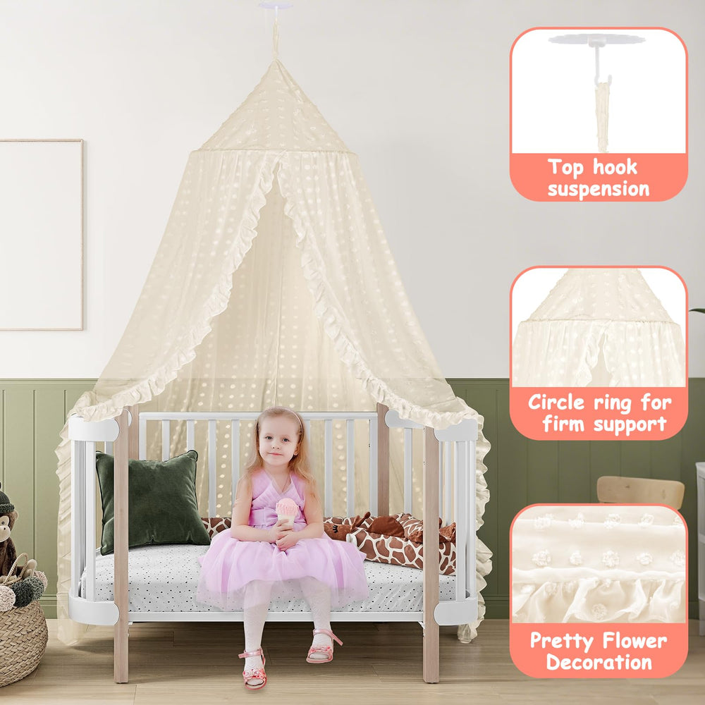 Jiangcha princess bed canopy bottom circumference enables wide bed coverage.