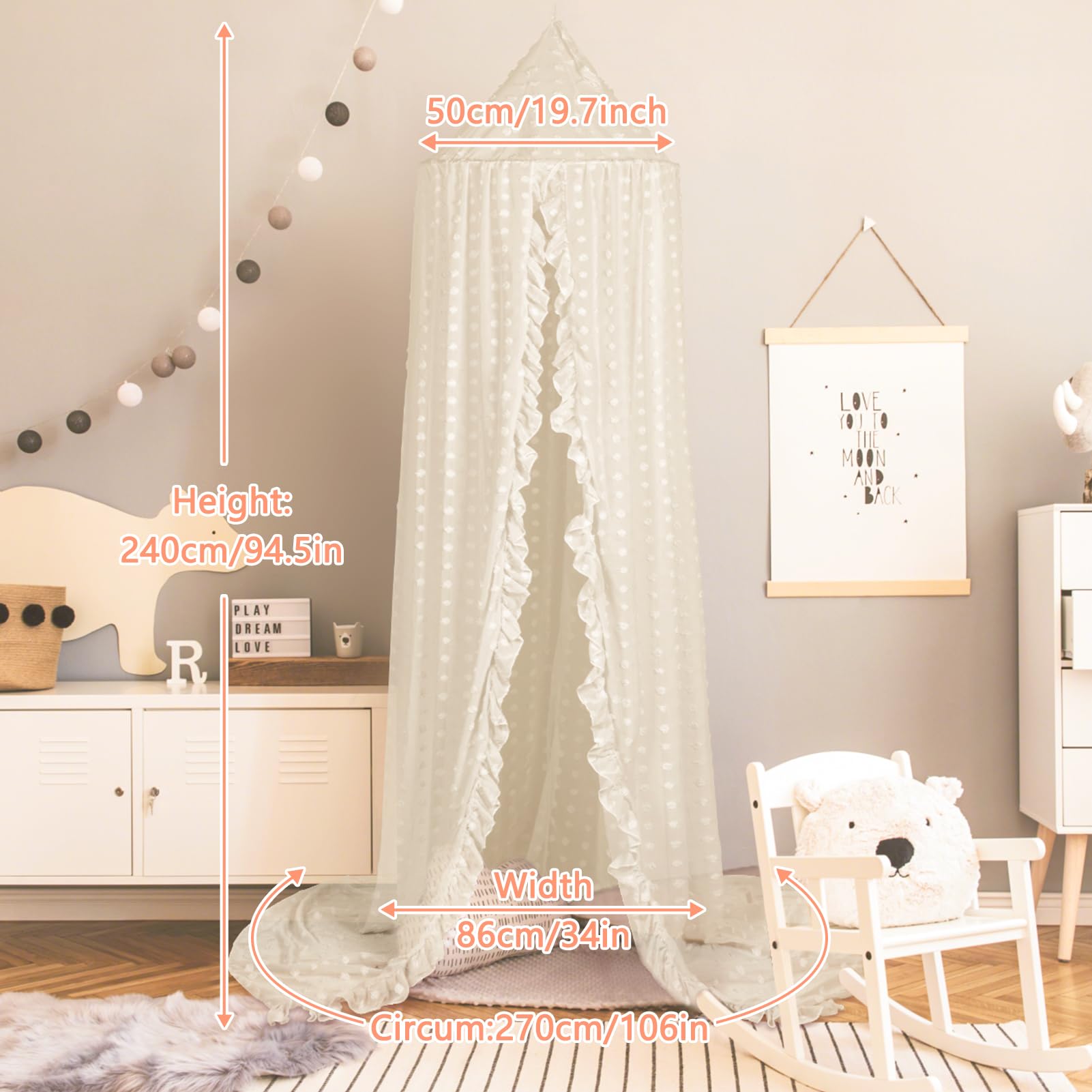 Jiangcha princess bed canopy reading corner creates soft private space.