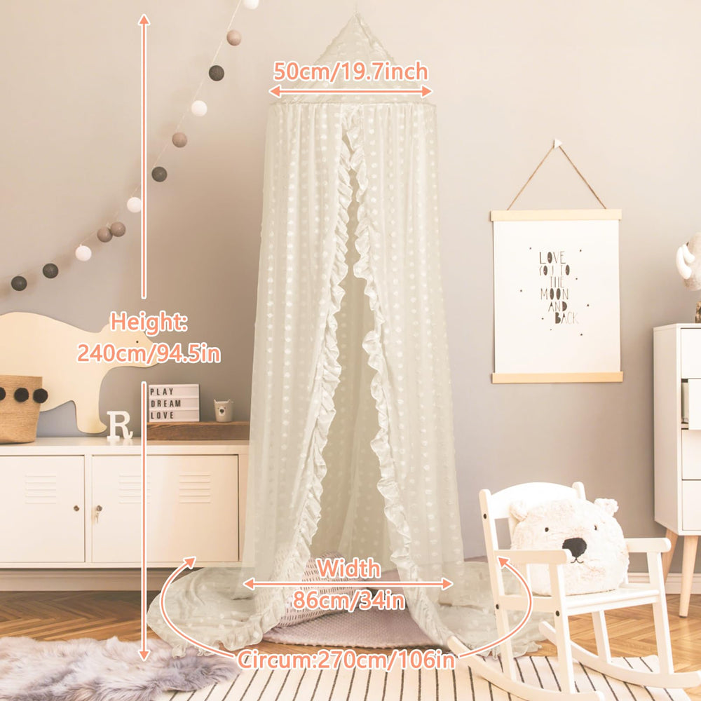 Jiangcha princess bed canopy reading corner creates soft private space.
