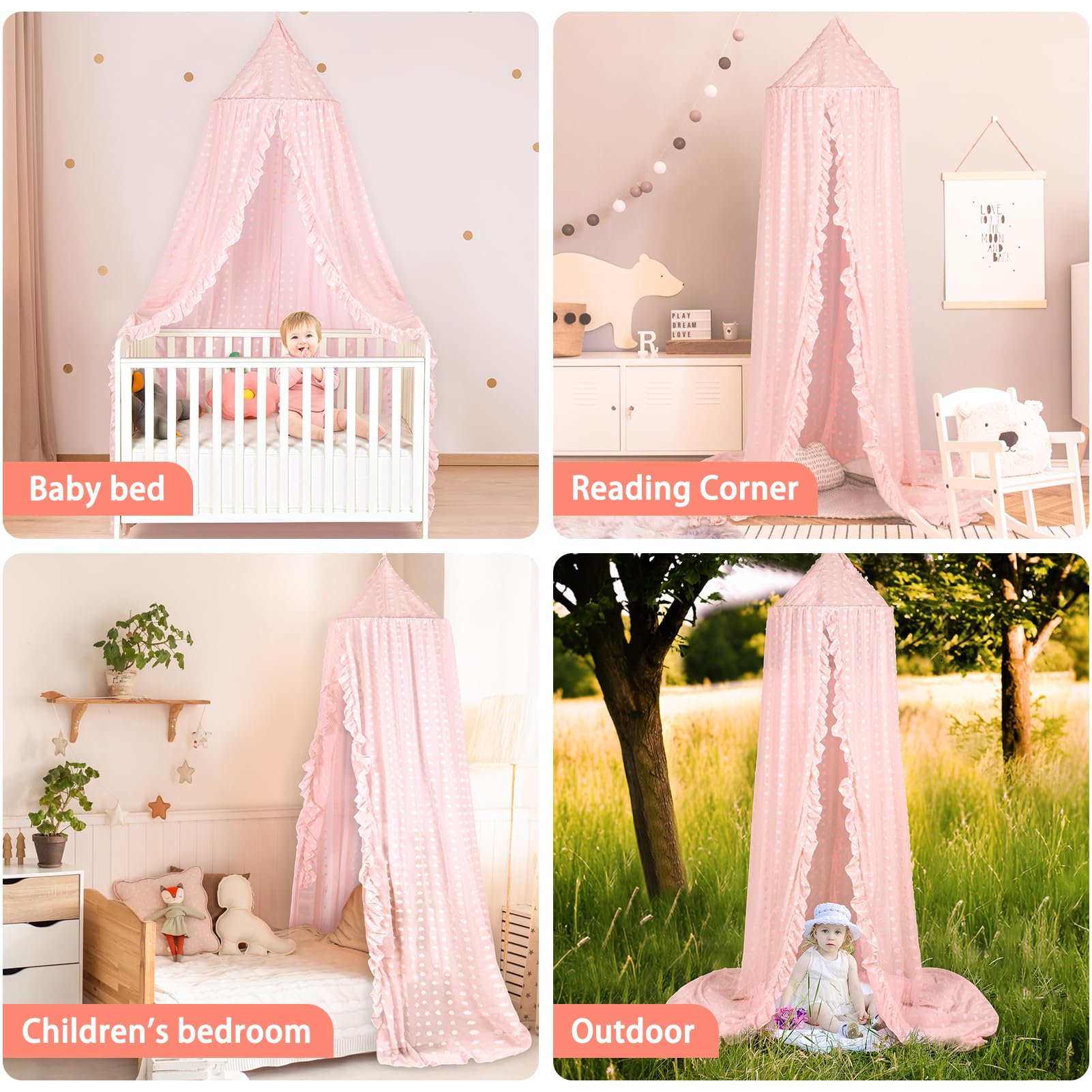Jiangcha princess bed canopy used as a playful tent for kids.