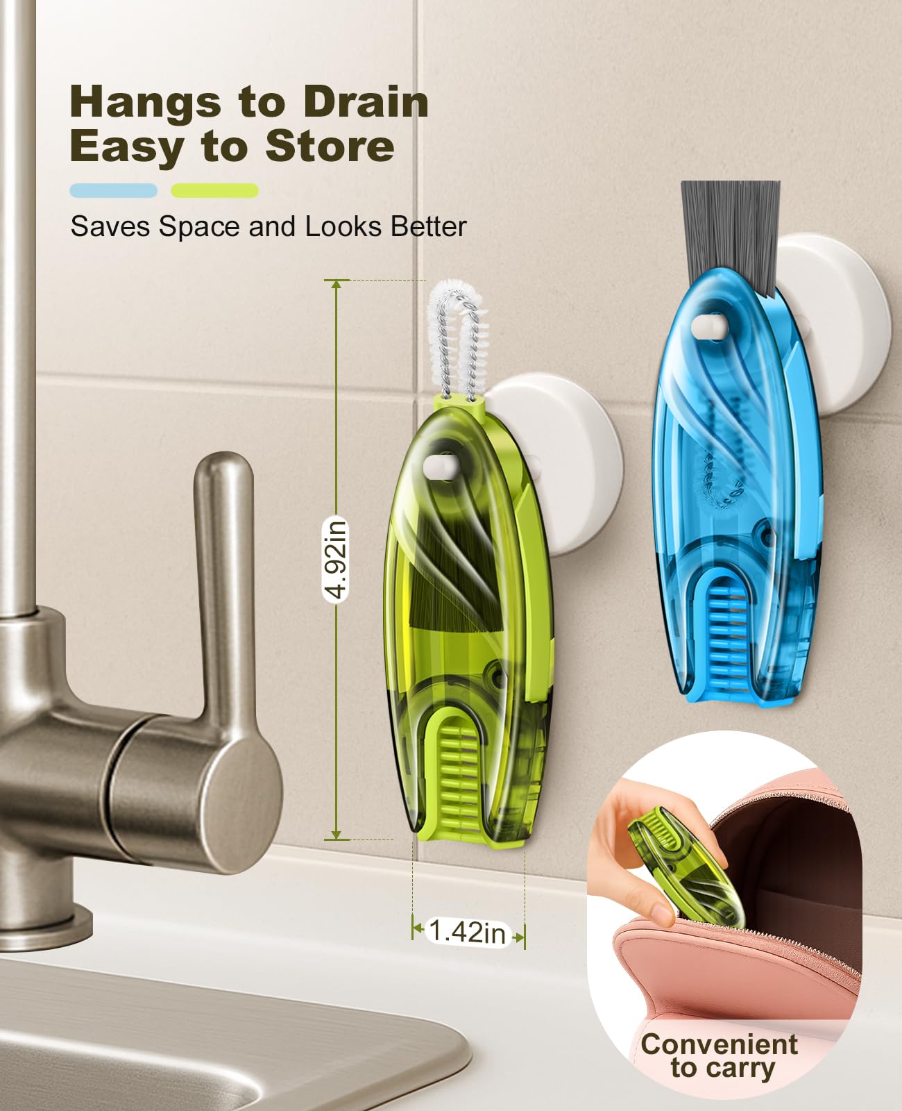 JICNUSK multipurpose kitchen cleaning kit handles bottles and cups