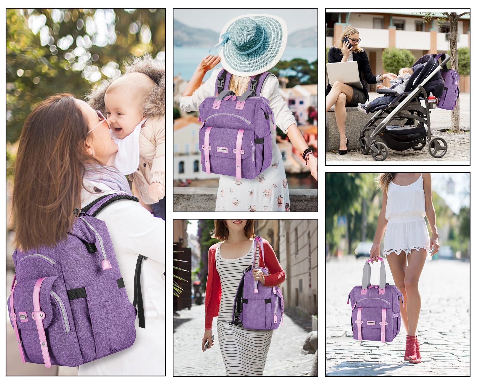 Jiefeike diaper bag backpack organizer pocket enables quick diaper access.