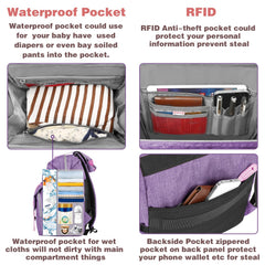 Jiefeike diaper bag backpack RFID pocket protects personal information during travel.