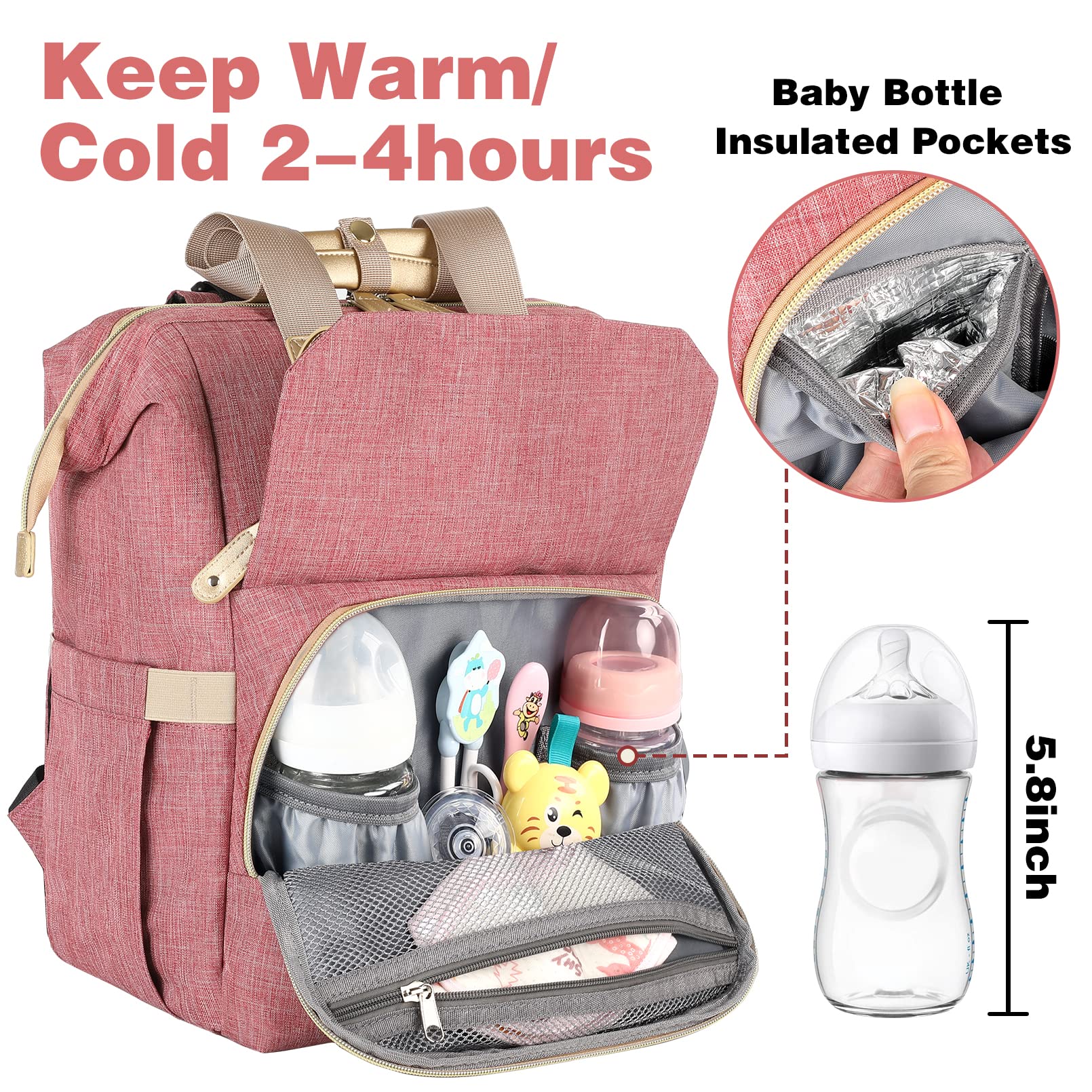 Jiefeike pink diaper bag fabric is waterproof for quick cleanups.