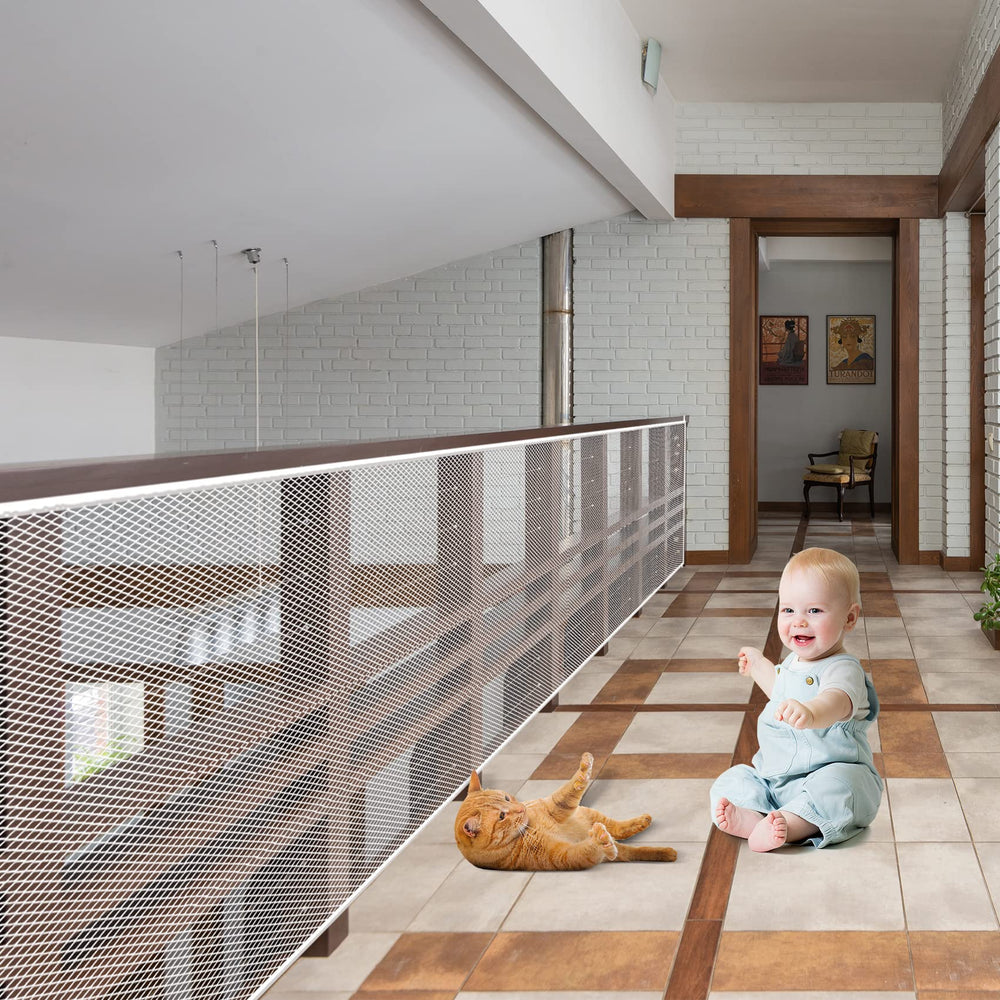JIFTOK Baby Gate for Stairs in white offering clear sightlines while safeguarding kids.
