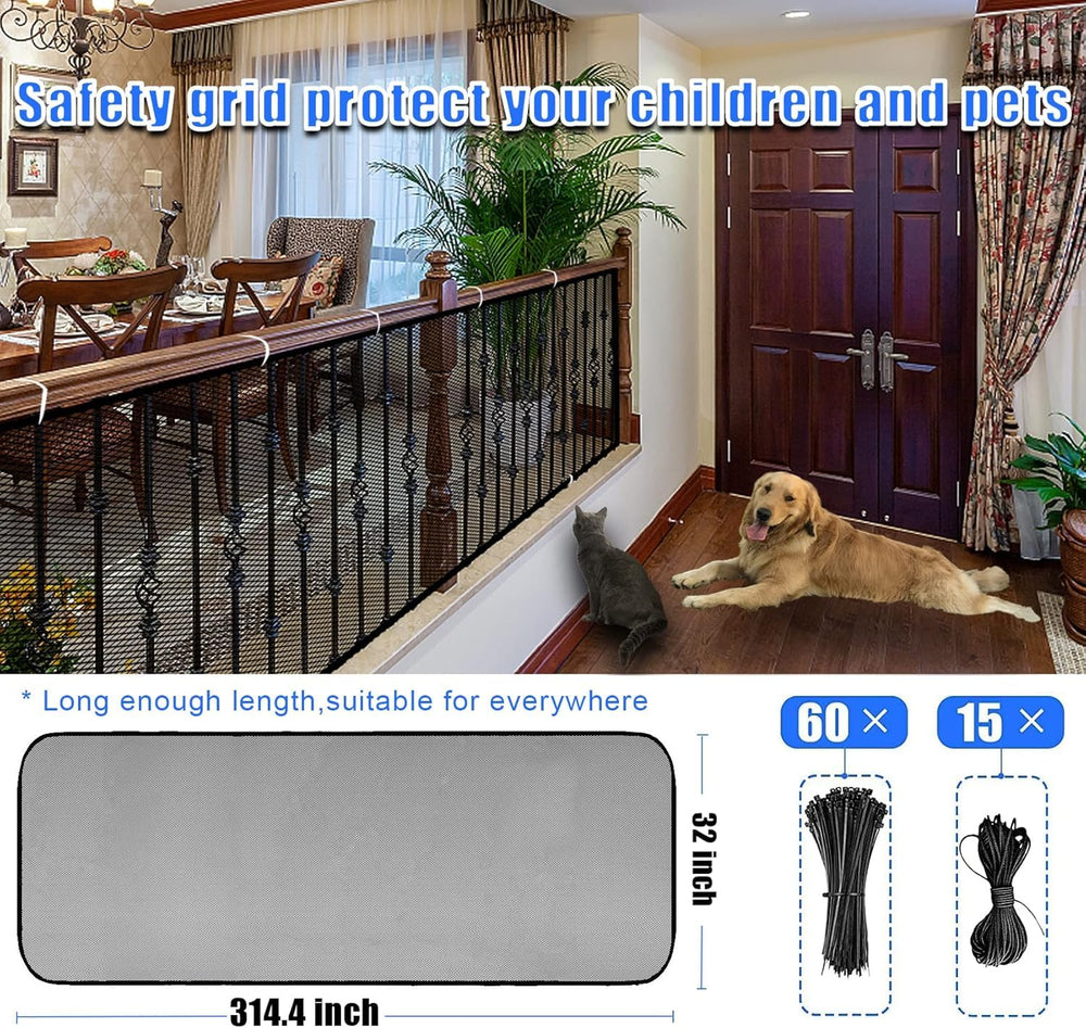 JIFTOK banister guard mesh closeup highlights tear resistant fabric and clear visibility