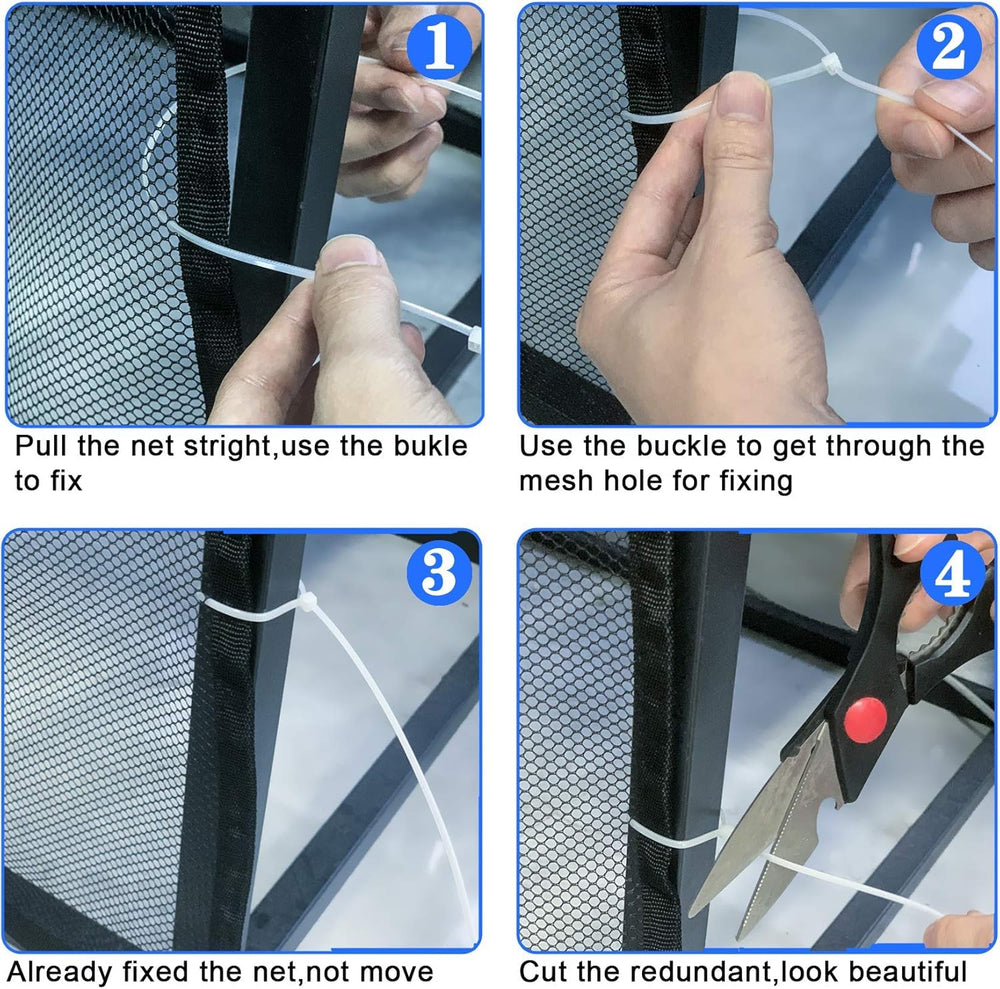 JIFTOK mesh net easy fit rail demonstrates flexible length for varying rail sizes