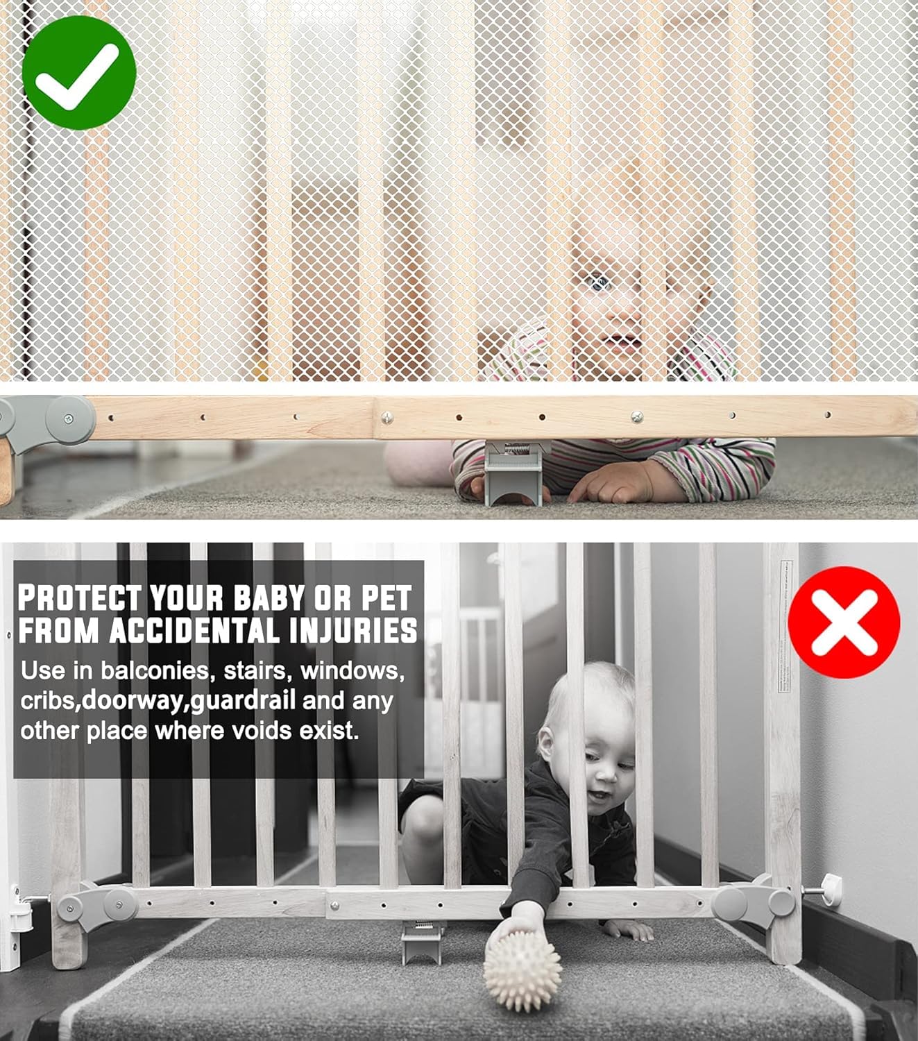 JIFTOK safety net unfurled along staircase rail demonstrates fall protection potential