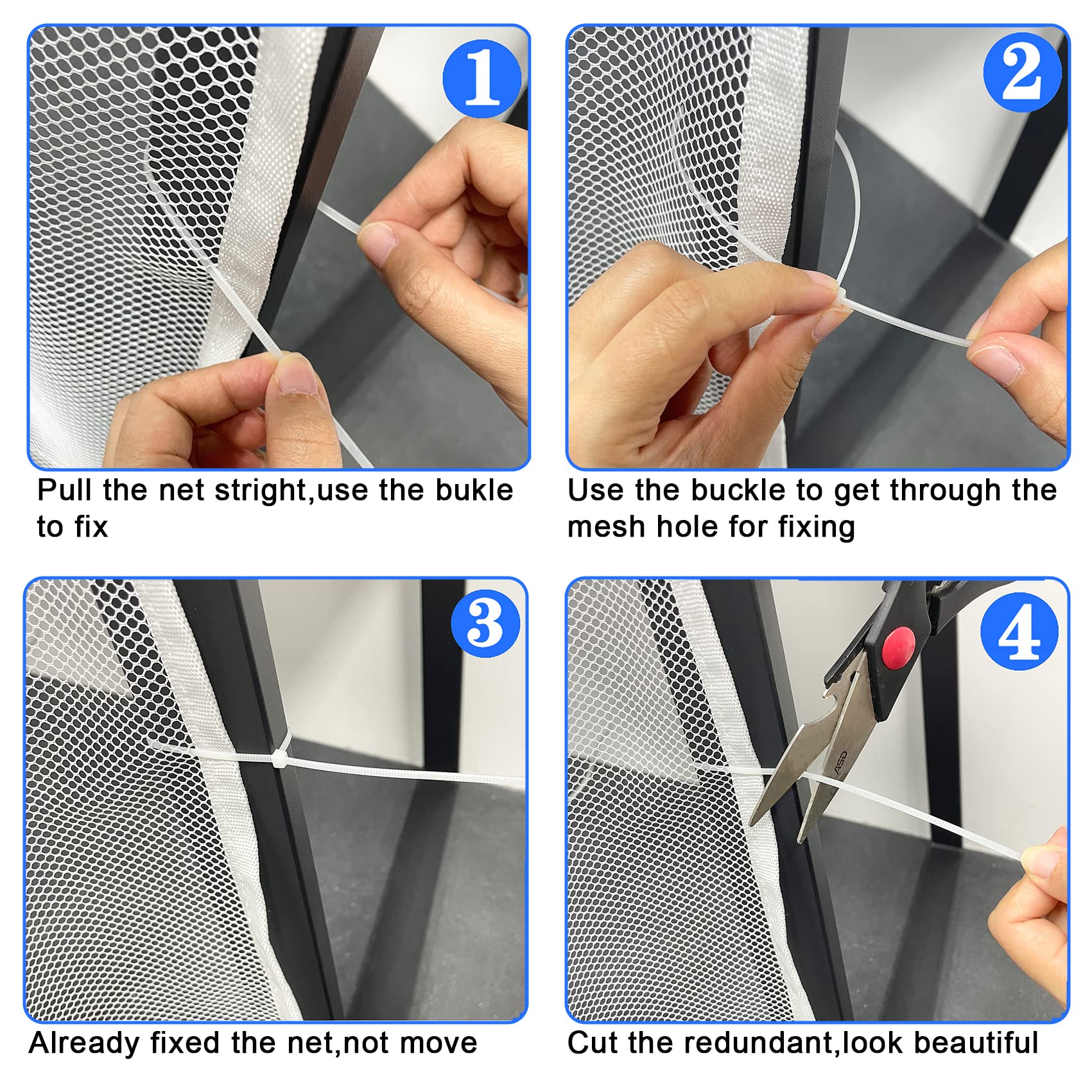 JIFTOK Stairway Net includes zip ties and rope for secure mounting.