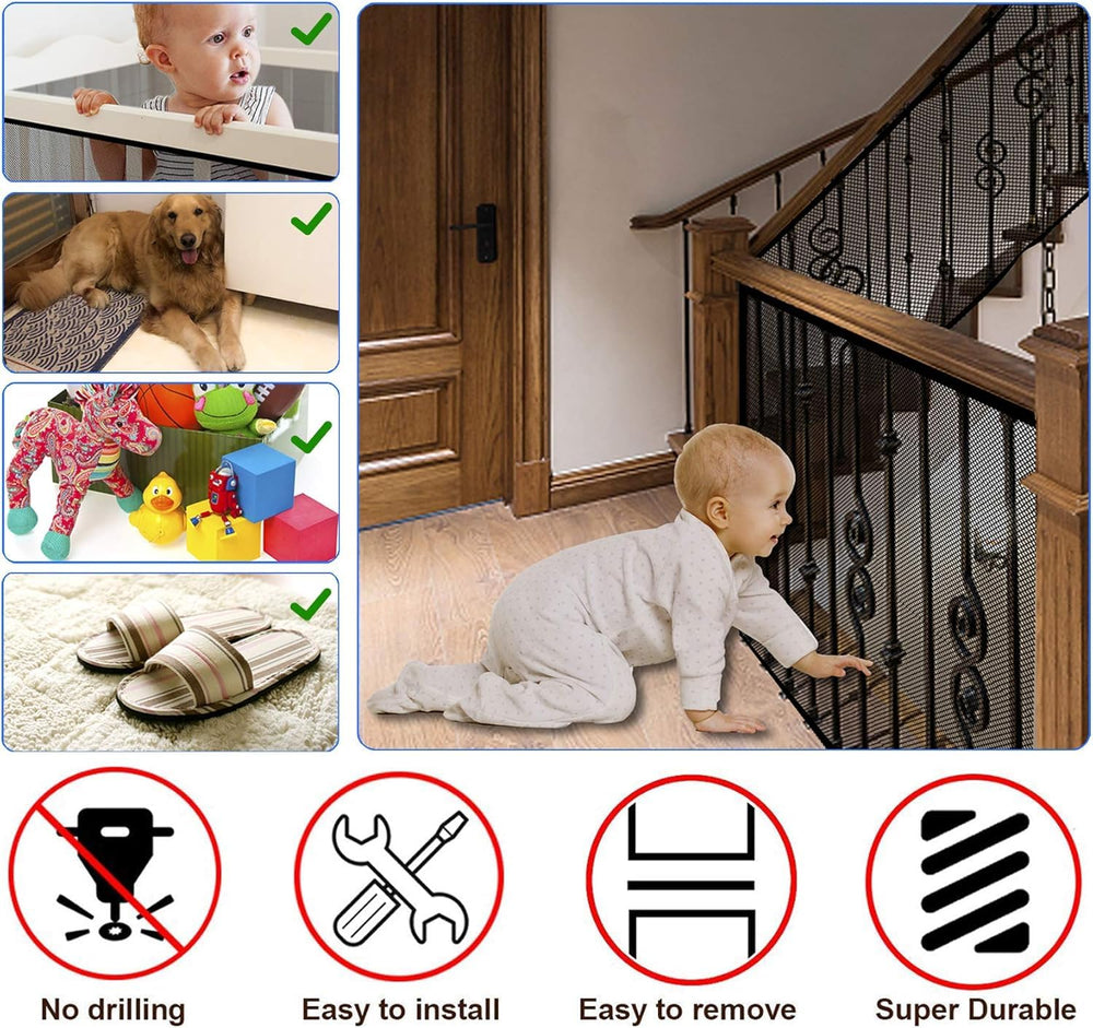 JIFTOK Stairway Net outdoors offers weatherproof protection for balconies and porches.