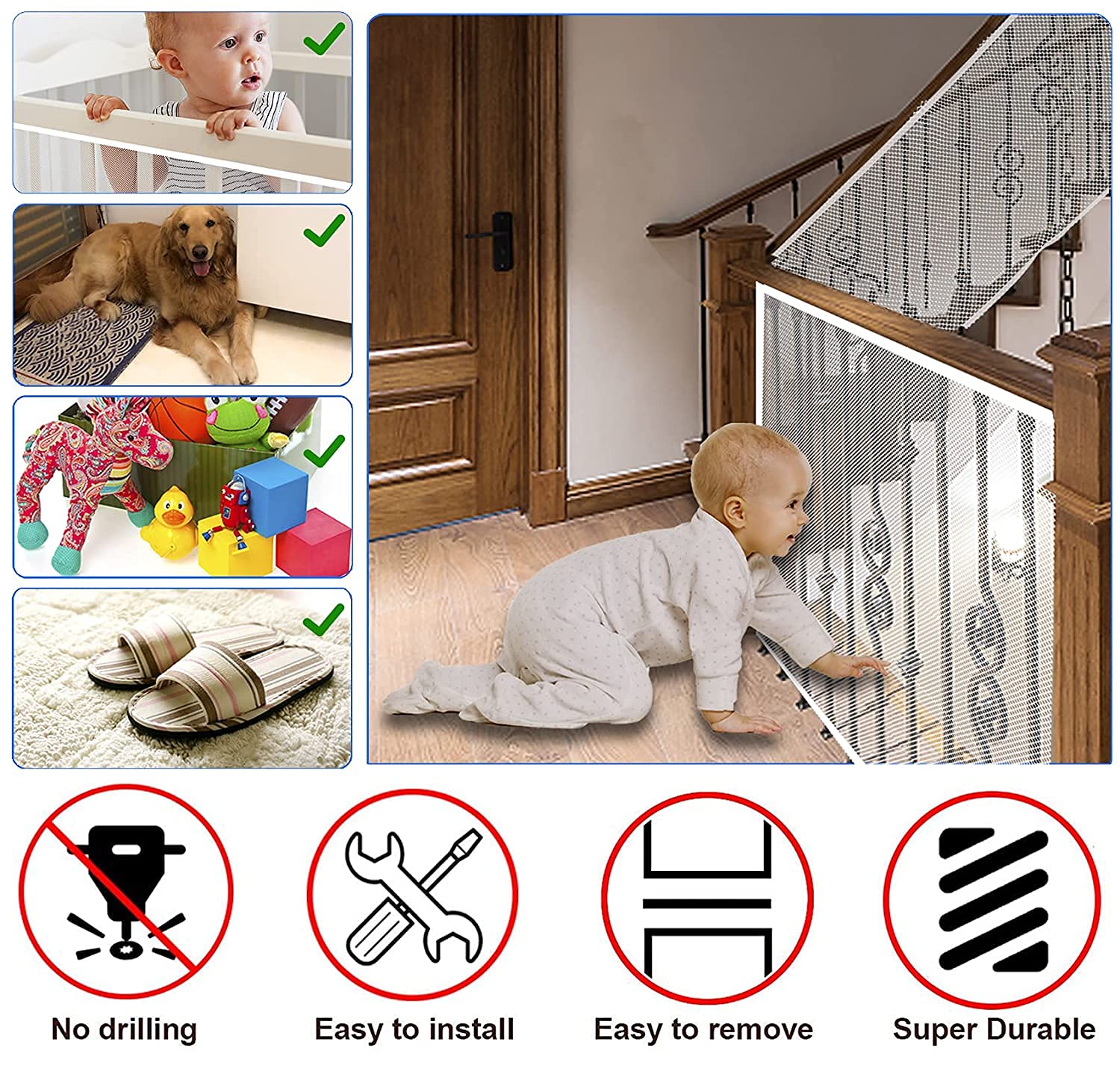 JIFTOK Stairway Net weatherproof material stands up to outdoor use and weather exposure.