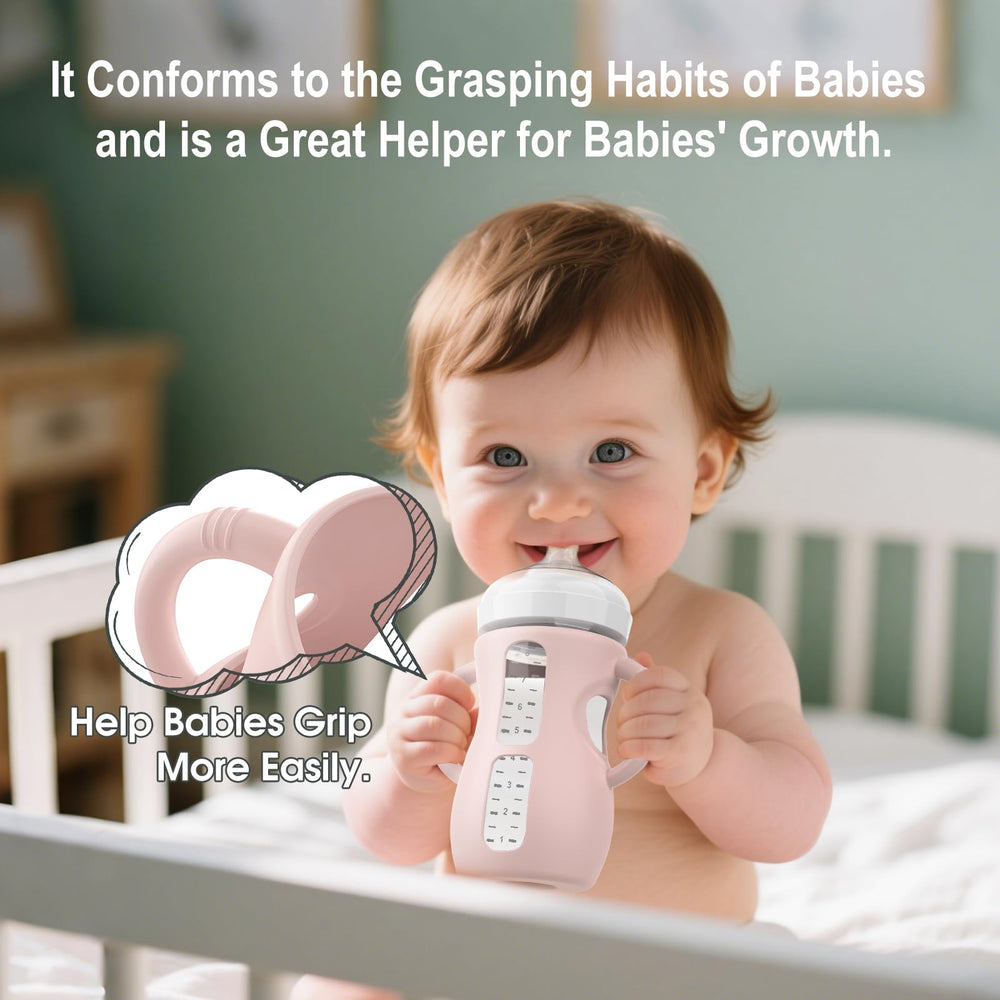 Jifvrnk baby bottle sleeve with handle enables secure hold during feeding.