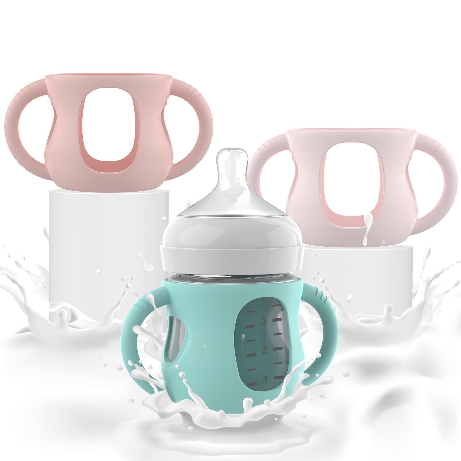 Jifvrnk Philips Avent sleeve with handle—enhanced one-handed feeding grip.